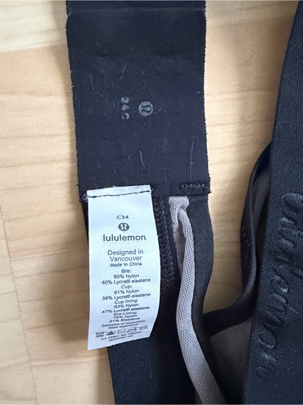 Lululemon Awake to Lace Bra Black / Barely Beige , size 34 C